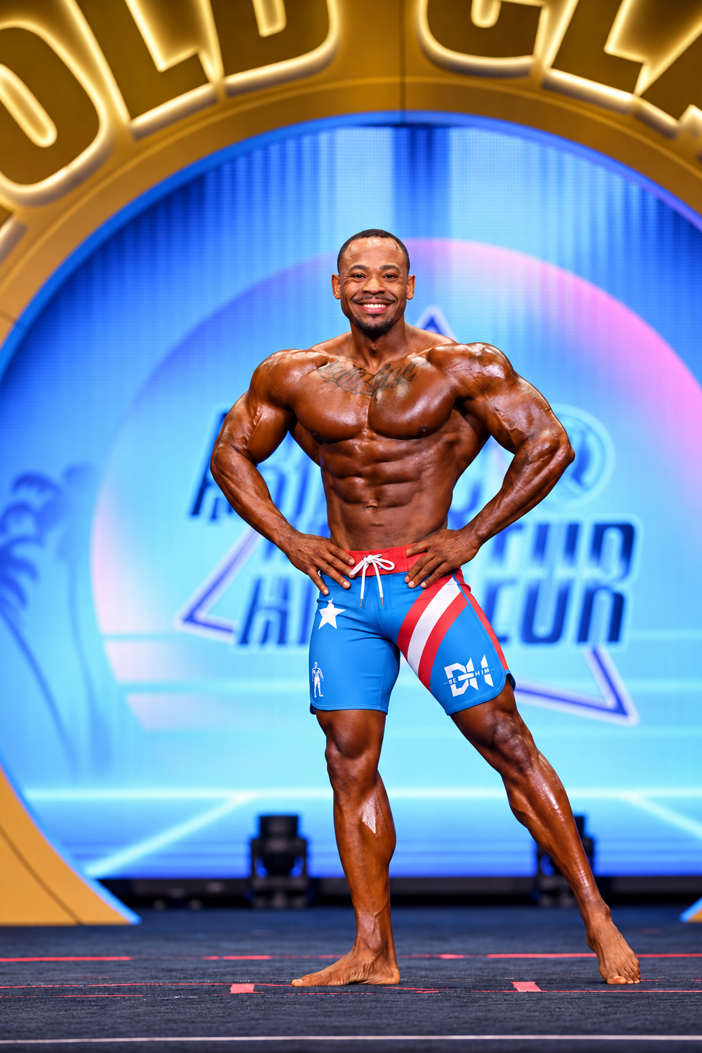 BORICUAS - BE HIM Men’s Physique Competition Board Shorts (Slim Fit)